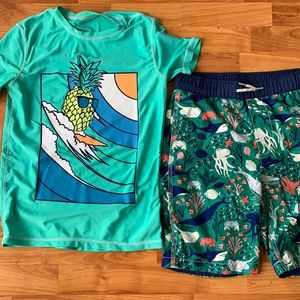 GAP Turquoise Swim Rash Guard & Trunks Sz XL